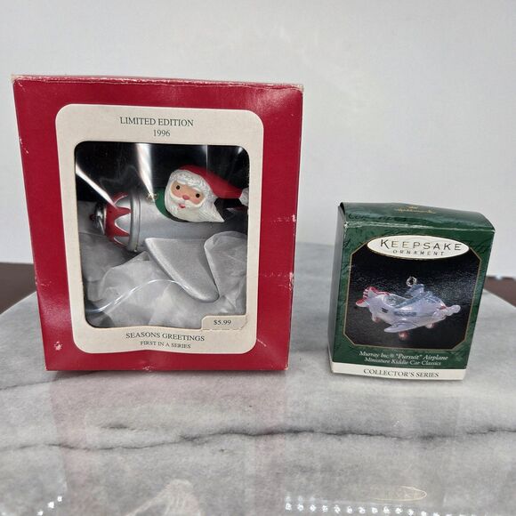 Vintage 1996 Santa Airplane Longs Ornament + 1997 Hallmark Pursuit Christmas Lot - Picture 2 of 16